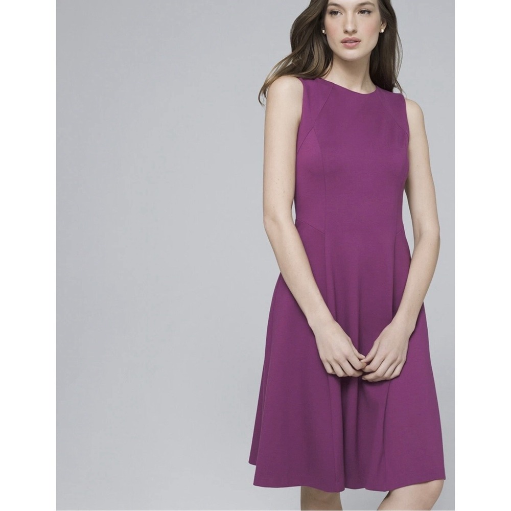 White House Black Market Fitβ Flare Dress Size Medium Sleeveless Purple Midi
